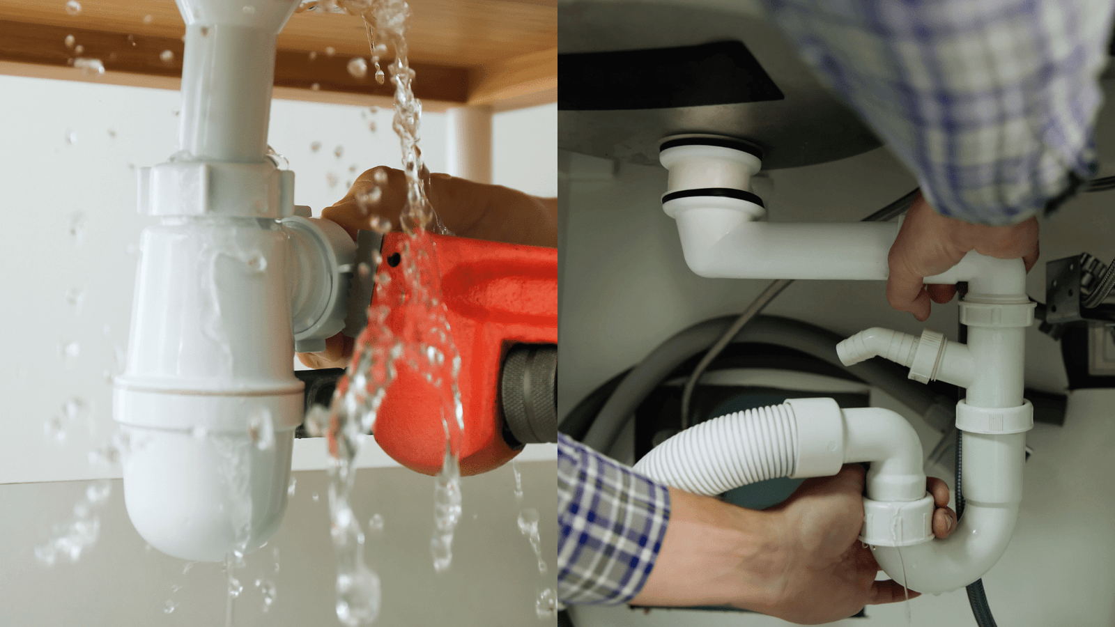 A Tubero Experts plumber expertly repairing a pipe under a sink, demonstrating skill and precision.


