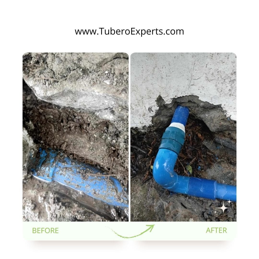 Water dripping from a corroded pipe, indicating a common plumbing issue that Tubero Experts can fix.

