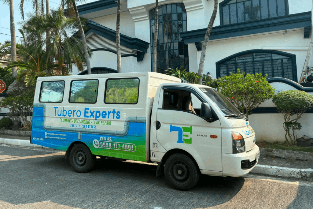 Tubero Experts plumbing, declogging, and leak repair service van parked in Taguig.