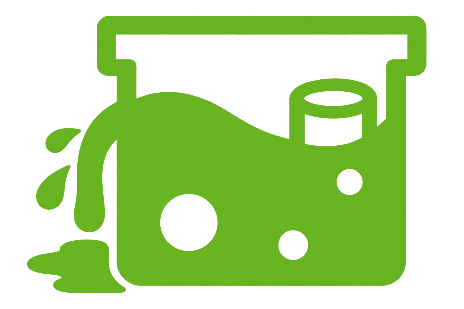 Icon of an overflowing septic tank representing Tubero Experts' clogged septic pipe line service