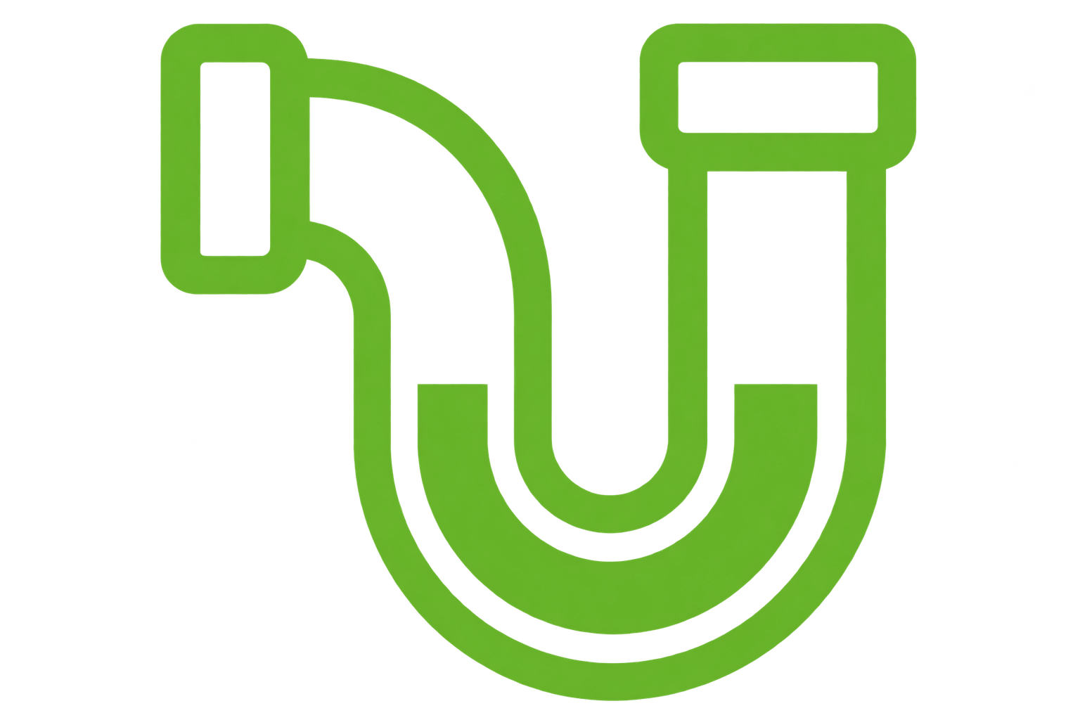 P-trap pipe icon representing Tubero Experts' core declogging P-trap pipe icon representing Tubero Experts' core declogging services