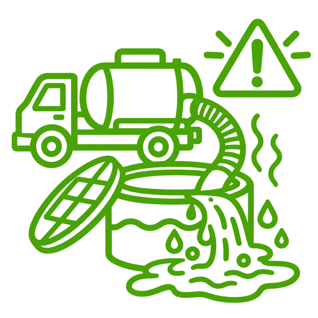Emergency septic tank backup services — overflowing tank being pumped by response truck