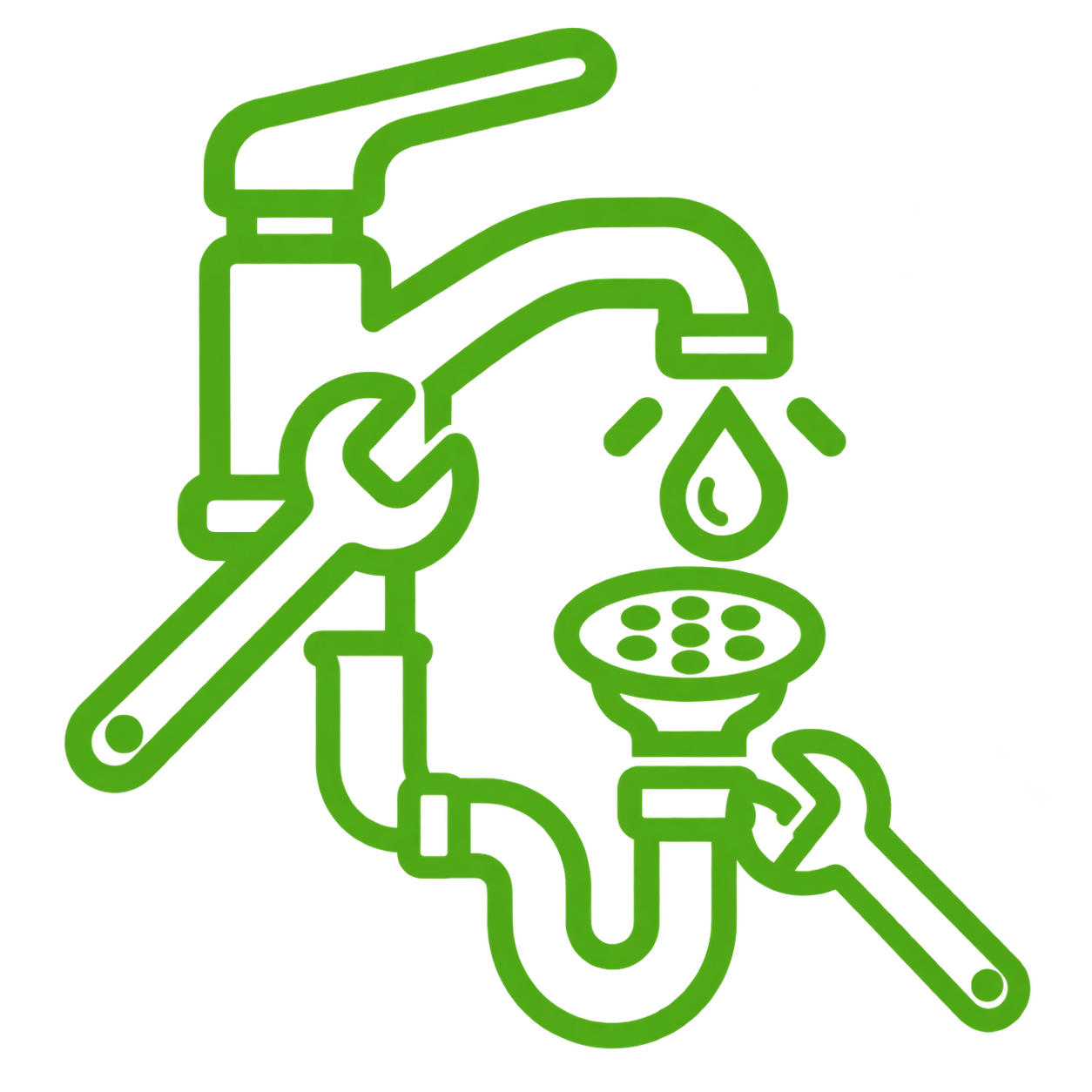 Dripping faucet and open drain with a wrench, part of Tubero Experts' installation of kitchen sink fixtures service