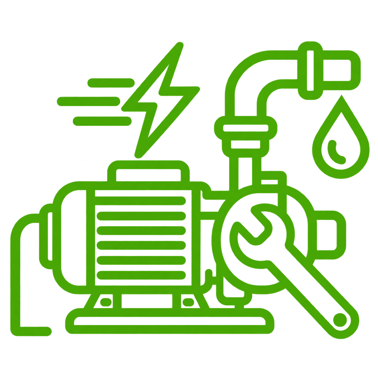 Water pump being repaired with a wrench beside a dripping faucet, representing pump repair