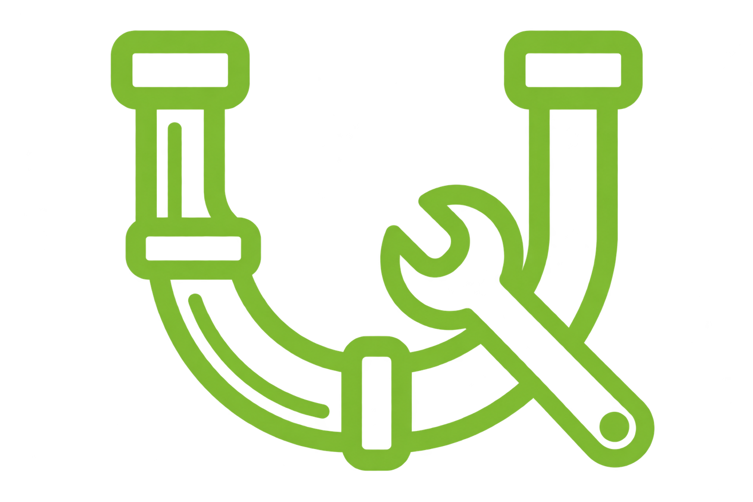 U-shaped pipe with a wrench, representing Repiping