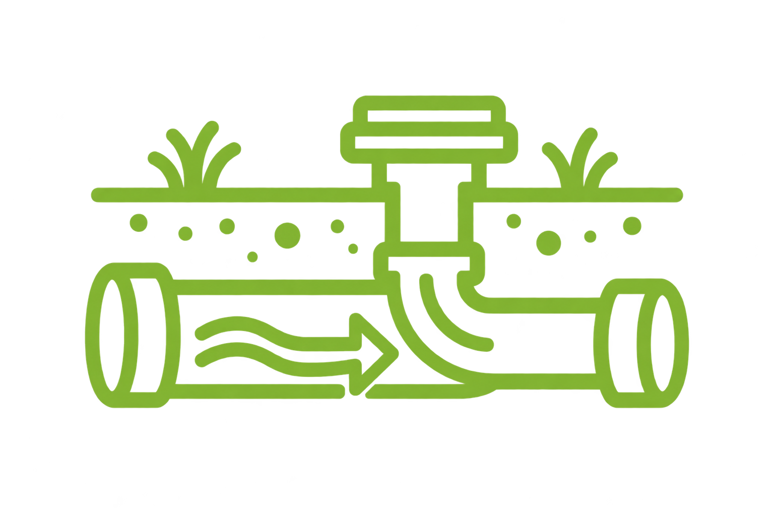 Underground sewer pipe with directional flow, representing sewer line repiping