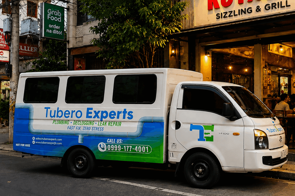 Tubero Experts water leak repair service truck in Metro Manila