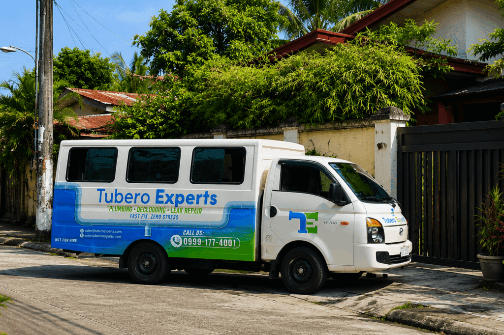 Tubero Experts service van parked on-site ready for water leak Repair in Metro Manila.