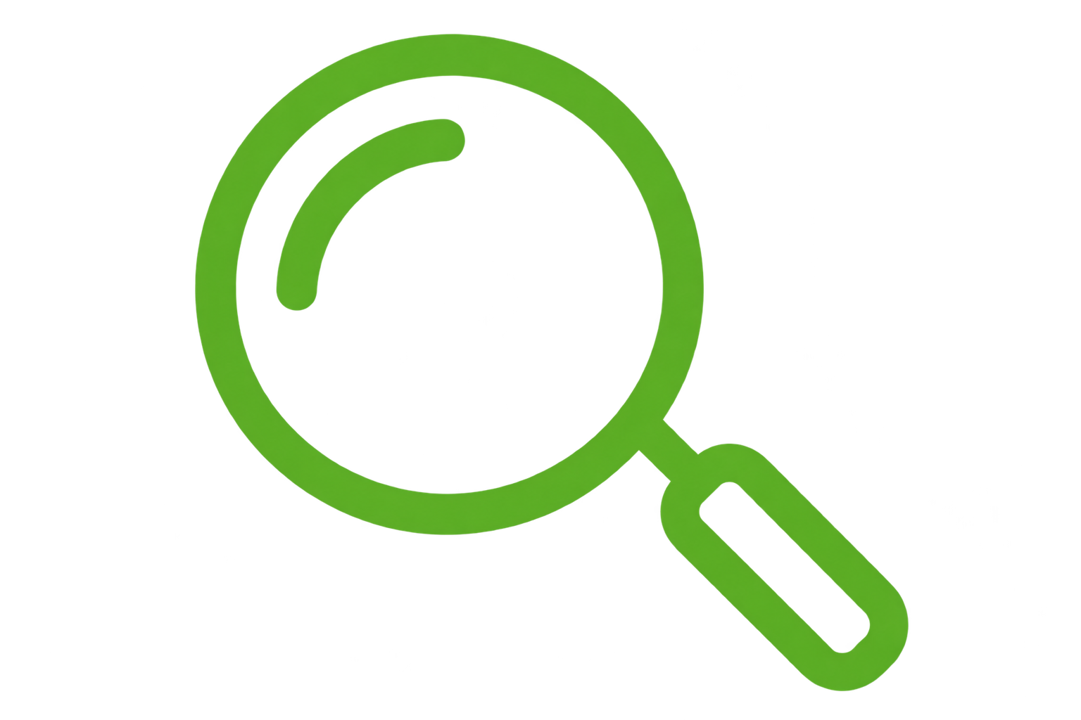 A magnifying glass, representing water line inspection and leak detection.