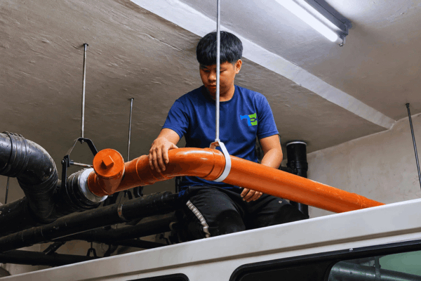 Ceiling-run pipes need solid hangers and the right slope to drain well. We align and secure them so wastewater keeps moving without sagging or leaks.
